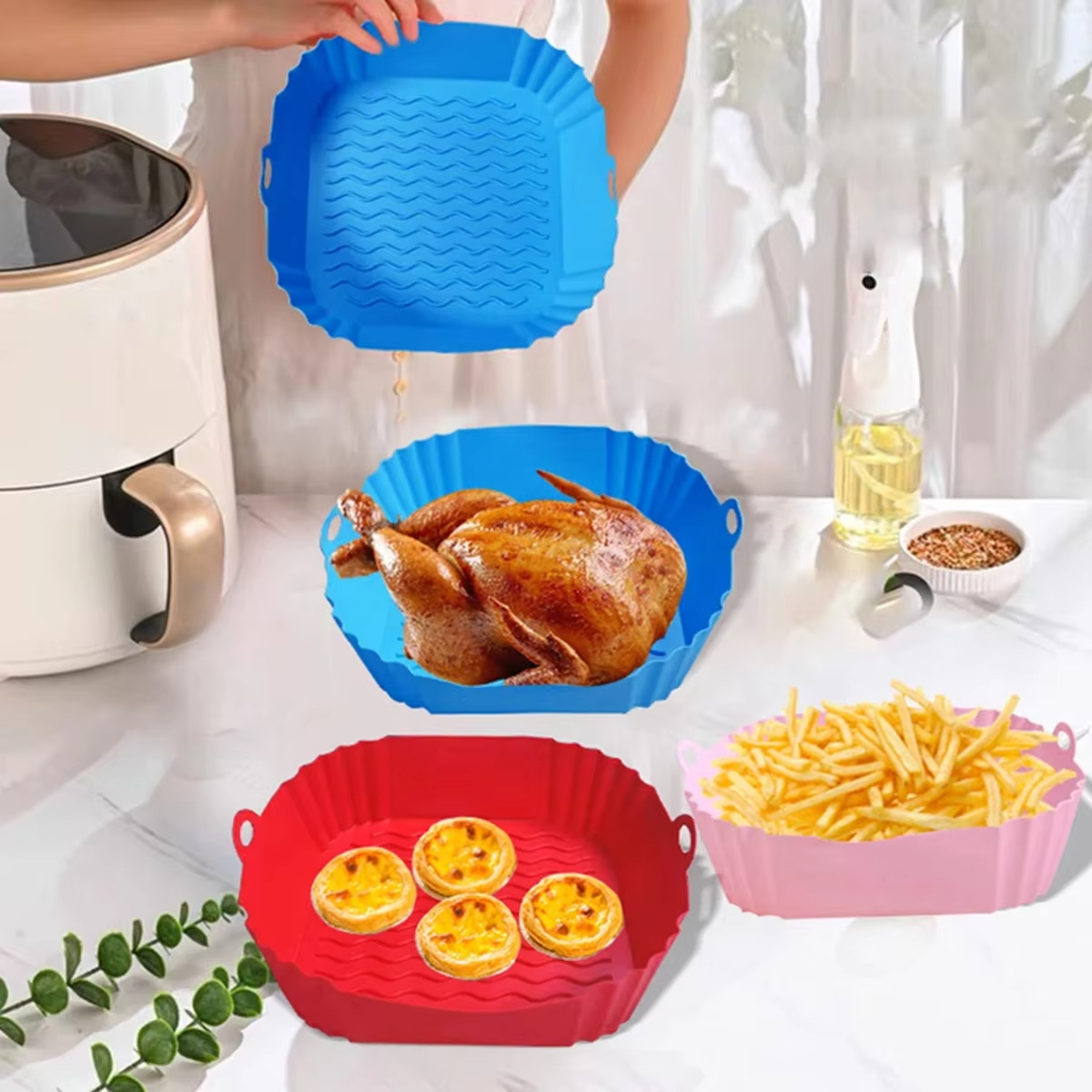 Silicone Steamer Basket - Silicone Air Fryer Pot Tray Food