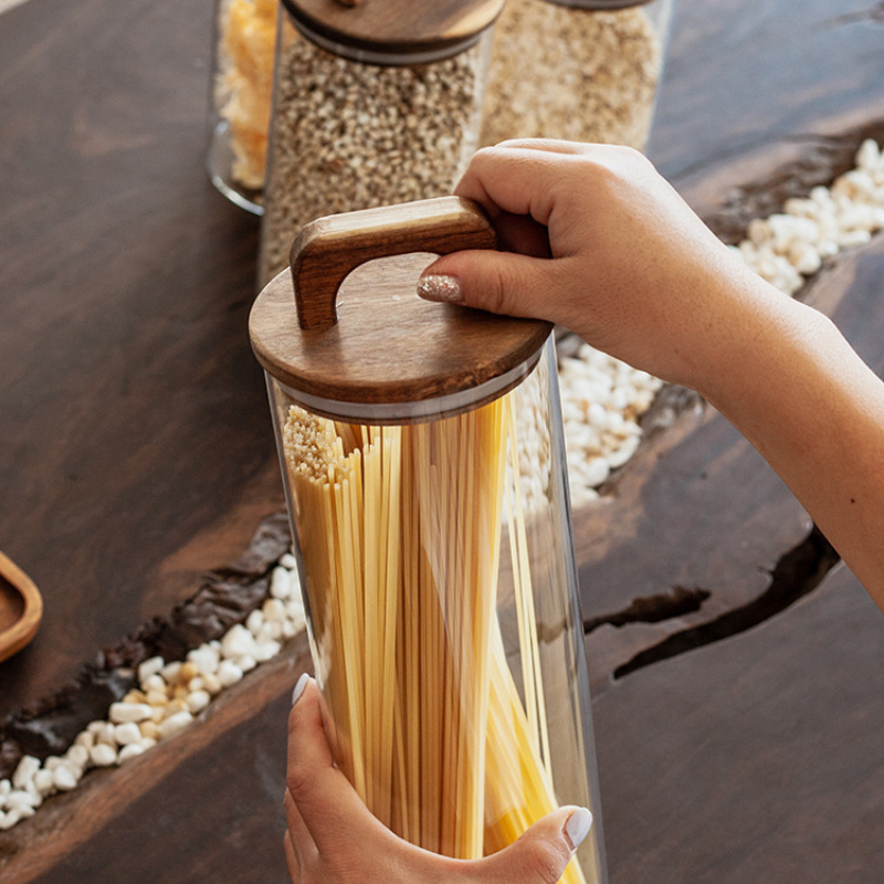Clear Glass Jar with Bamboo Li - Korean Kitchen Gadgets 리뷰 및 가격