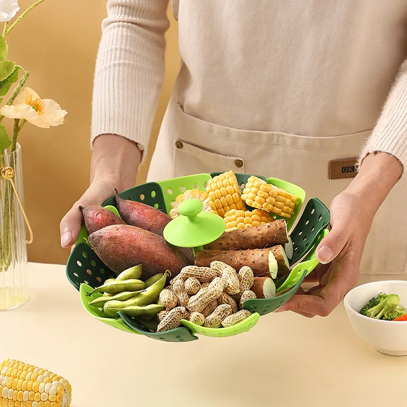 Folding Food Steamer Vegetable - Silicone Steamer Basket 리뷰 및 가격