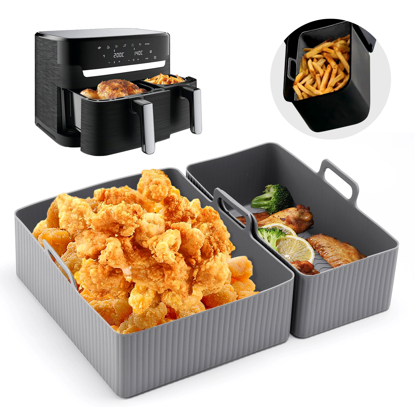 2pcs Set Silicone Air Fryer Ma - Silicone Steamer Basket 리뷰 및 가격